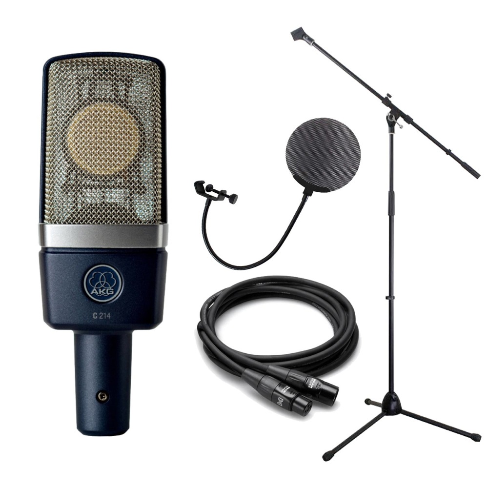 【美品】AKG C214 コンデンサーマイク　XLRケーブル付きC214