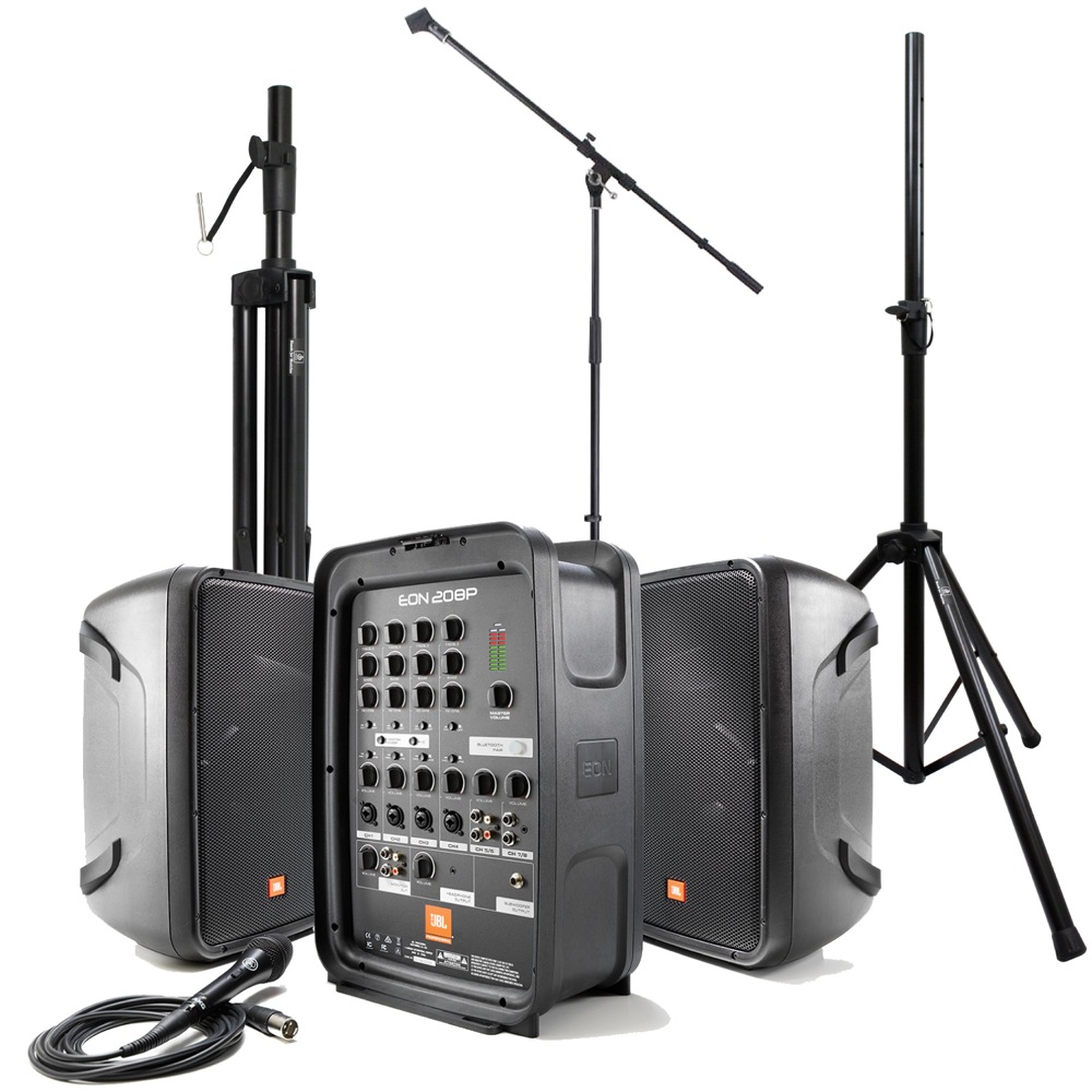 JBL PROFESSIONAL EON208P スピーカースタンド×2 マイクスタンド×1 簡易PA 3点セット