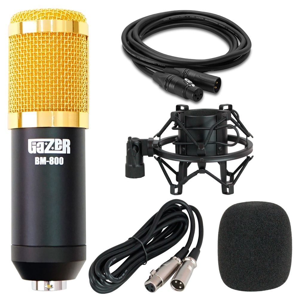 SD GAZER BM-800 Black コンデンサーマイク Hosa CMK-015AU 4.5m マイクケーブル付き 2点セット