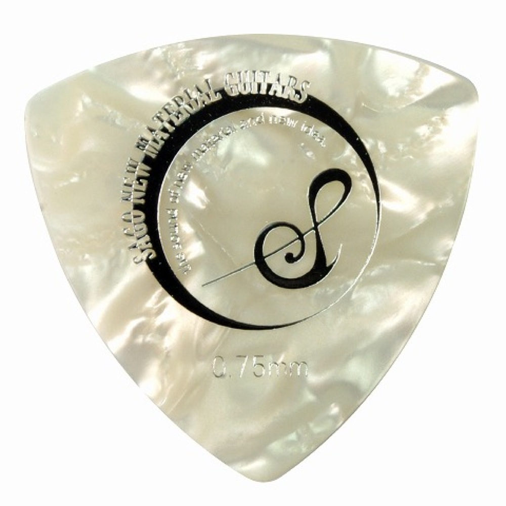 Sago Original Guitar Pick Triangle 0.75mm White Pearl Cellulose ピック×50枚