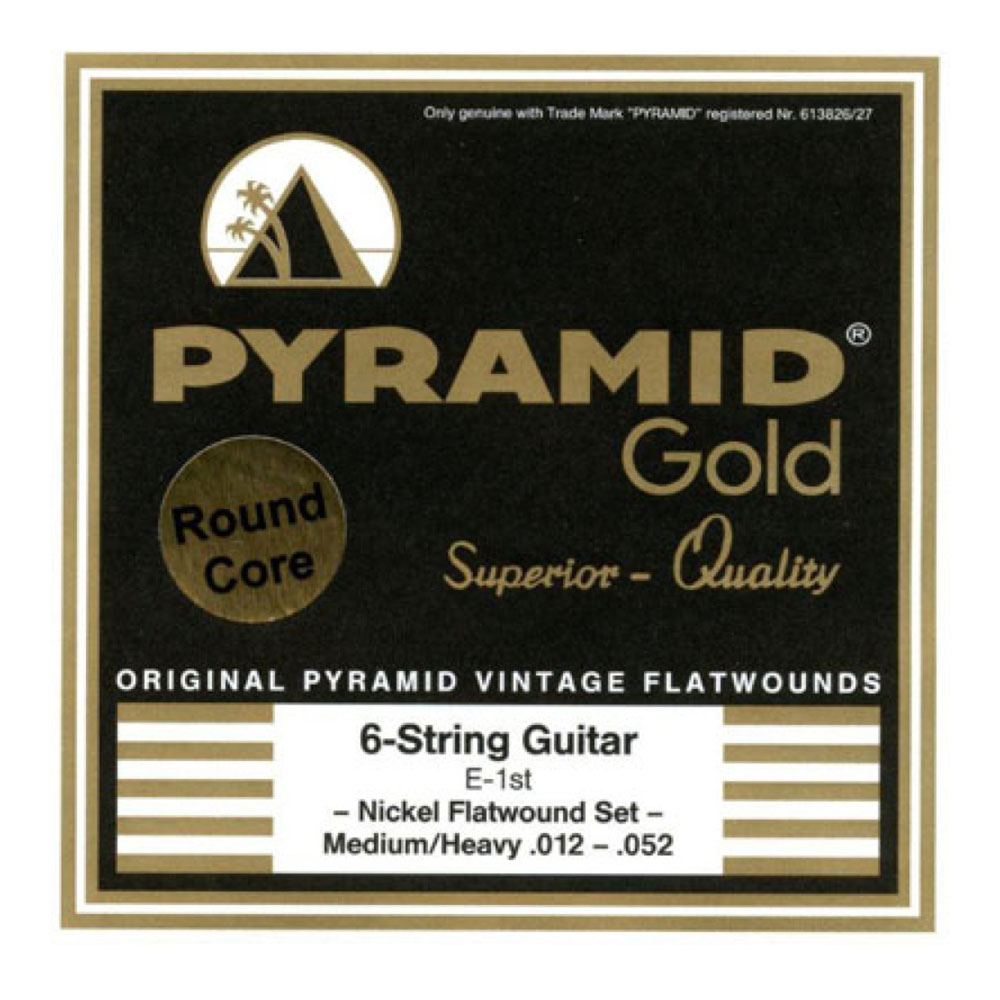 PYRAMID STRINGS EG Gold 012-052 chrome nickel flatwounds on round core フラットワウンド エレキギター弦×6セット