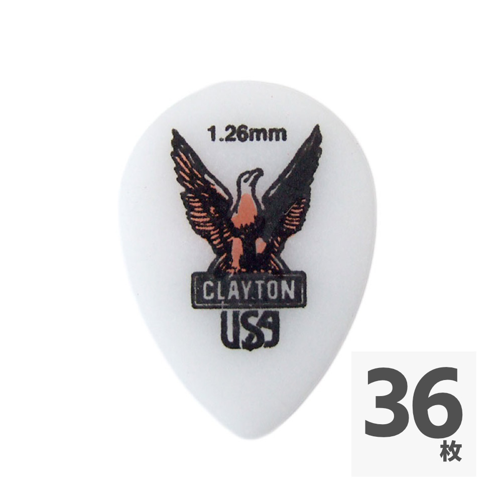 Clayton USA Acetal Polymer 1.26mm スモールティアドロップ ギターピック×36枚