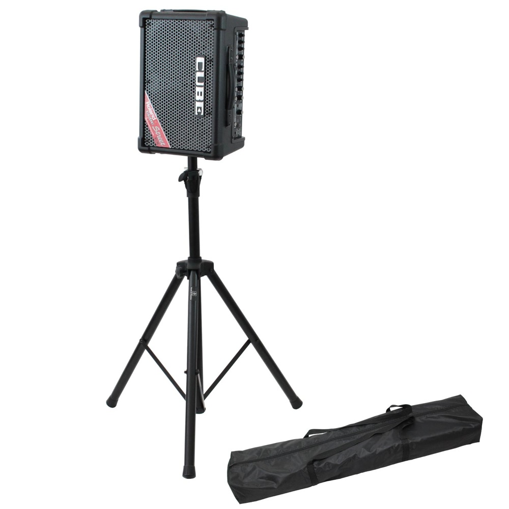 ROLAND CUBE Street EX BK ステレオ ポータブルアンプ Dicon Audio SS-062 スピーカースタンド 2点セット