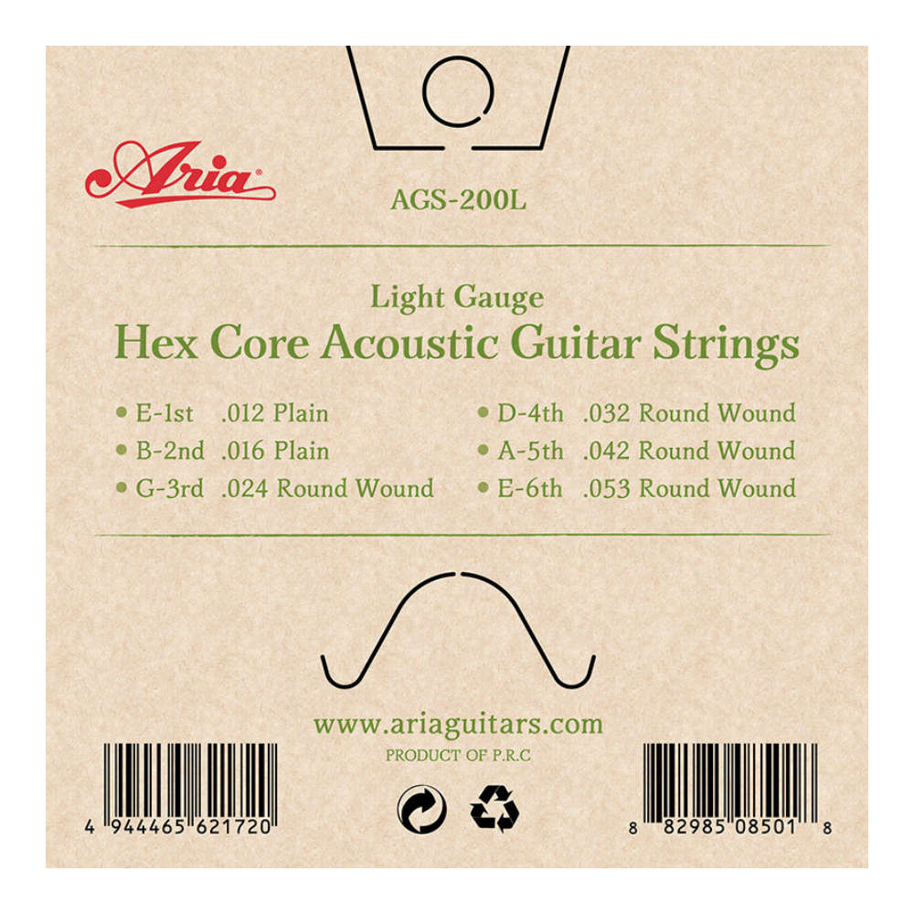 ARIA AGS-200L アコースティックギター弦×12セット 裏面