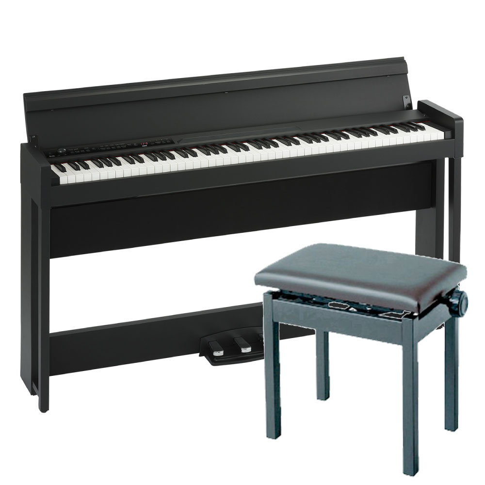 コルグ KORG C1 AIR BK 電子ピアノ KORG PC-300BK キーボードベンチセット(コルグ モダンなデザインの日本製電子ピアノ  高低自在イス付き) 全国どこでも送料無料の楽器店