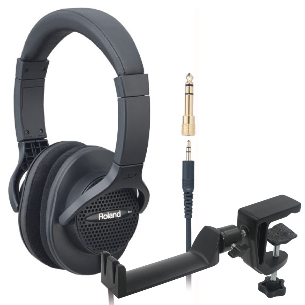 ROLAND RH-A7 BK オープンエア型モニターヘッドホン & SEELETON SMH-1 ヘッドホンハンガー 2点セット