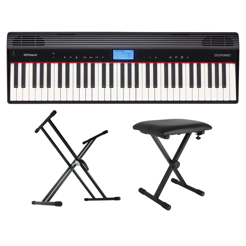 ROLAND GO-61P GO:PIANO エントリーキーボード ピアノ KS-020 X型スタンド SB-001 キーボードベンチ付きセット
