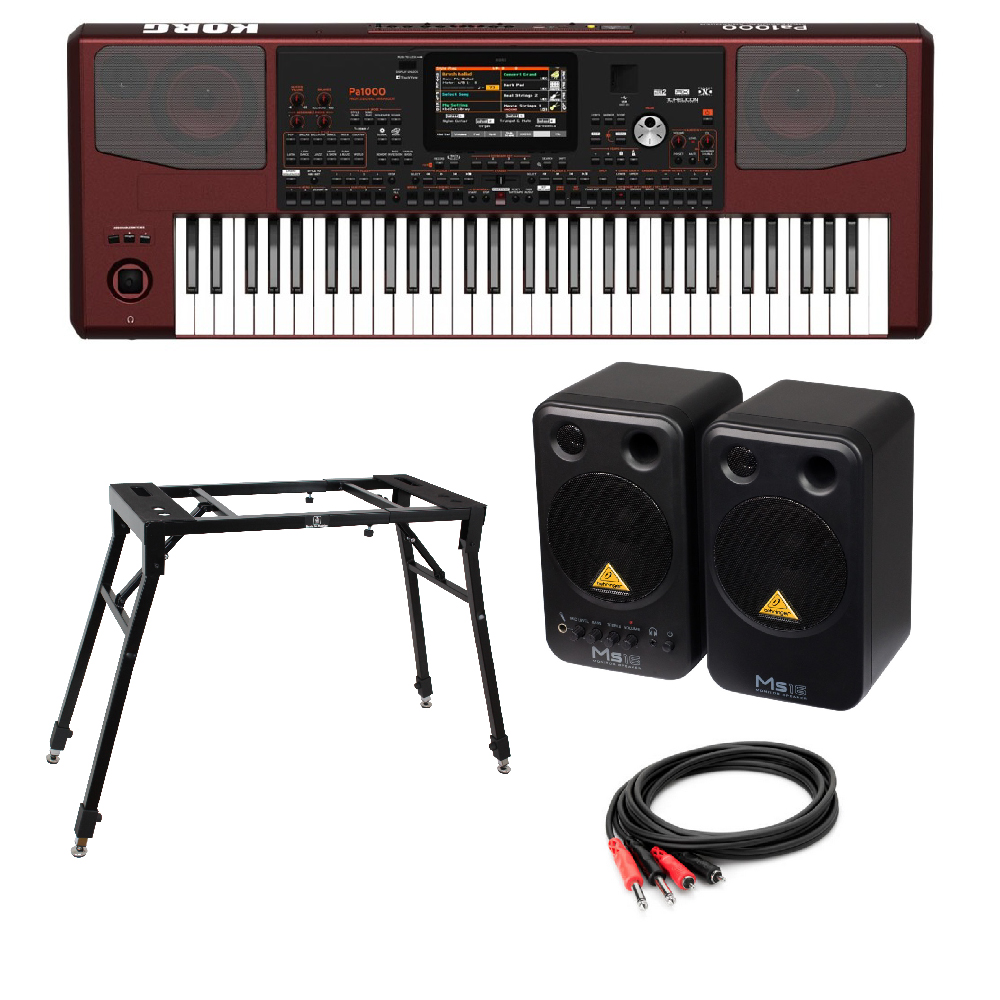 KORG Pa1000 Professional Arranger アレンジャーキーボード BEHRINGER MS16 パワードモニタースピーカー 4本脚型スタンド 付き
