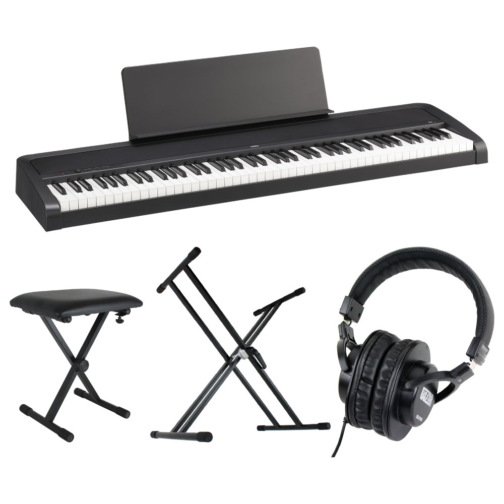 KORG B2 BK 電子ピアノ Dicon Audio X型キーボードスタンド&ベンチ SD GAZERヘッドホン 4点セット