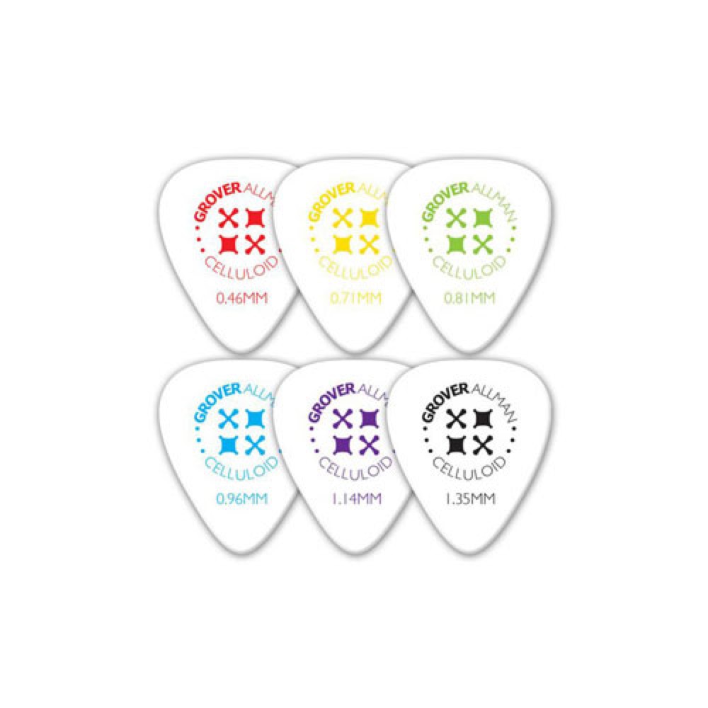 Grover Allman Celluloid White Standard 0.46mm PPC4107 ギターピック×10枚