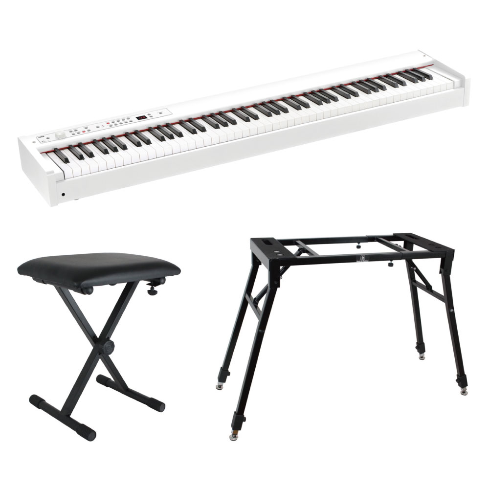 KORG D1 WH DIGITAL PIANO 電子ピアノ ホワイトカラー 4本脚スタンド X型ベンチ付きセット