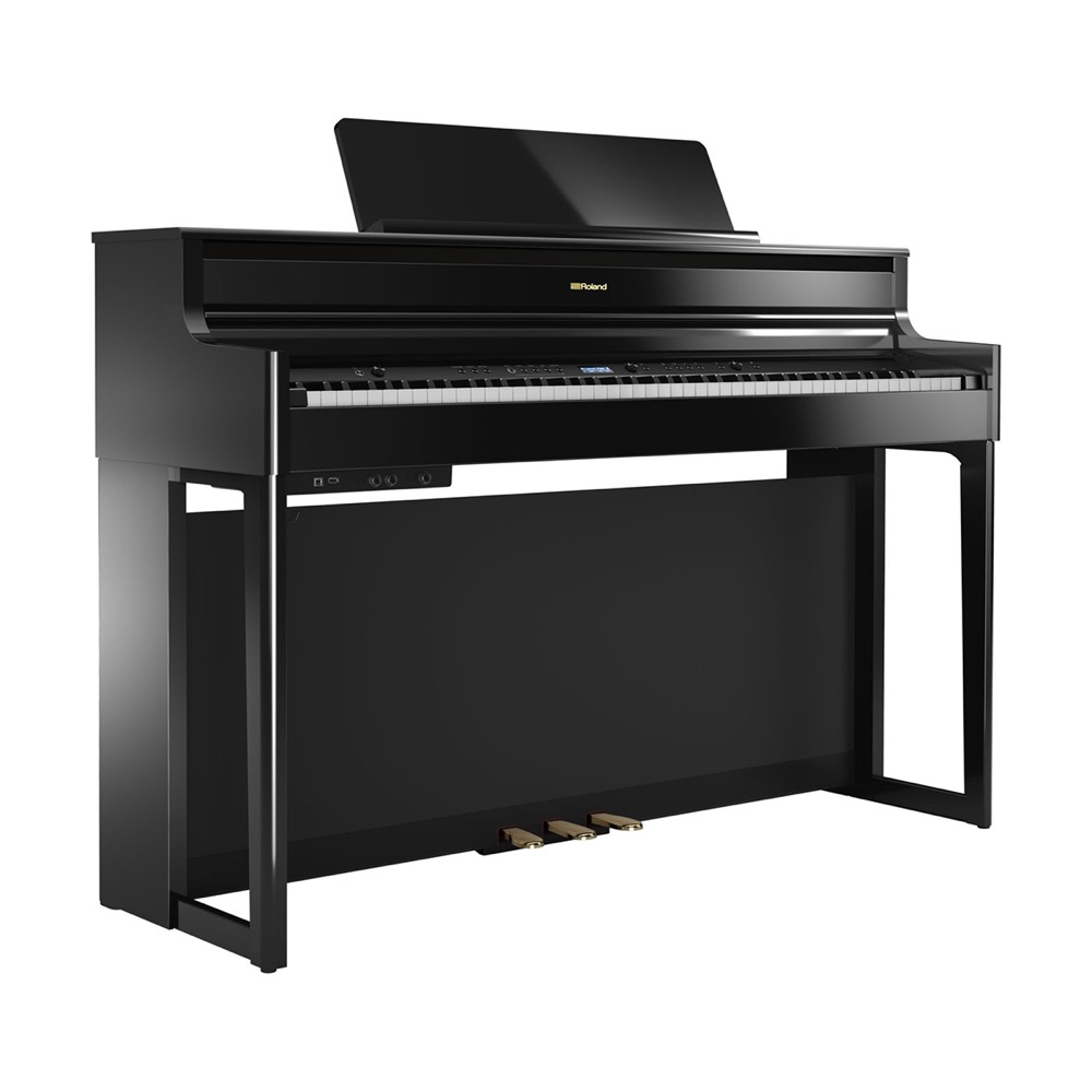 【組立設置無料サービス中】 ROLAND HP704-PES 電子ピアノ 高低自在イス&ピアノセッティングマット付き ブラック 全体像