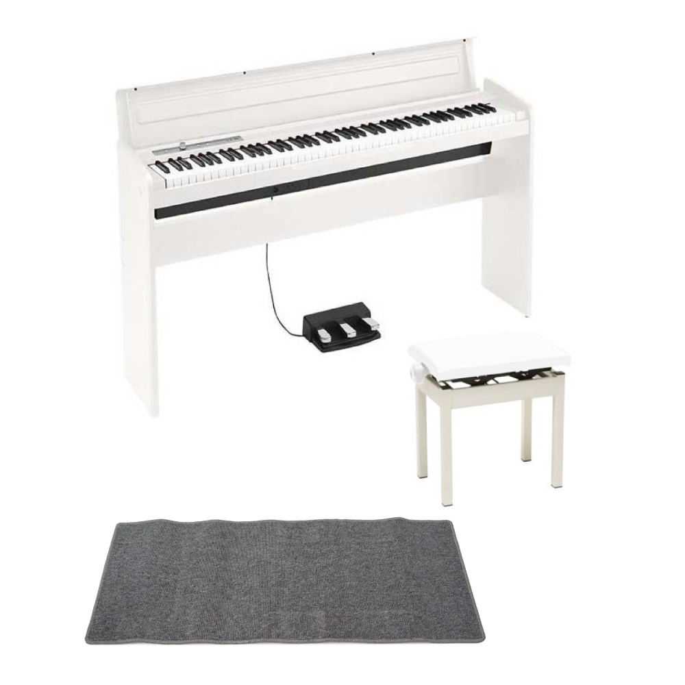 KORG LP-180 WH 電子ピアノ 高低自在椅子付き ピアノマット(グレイ)付きセット