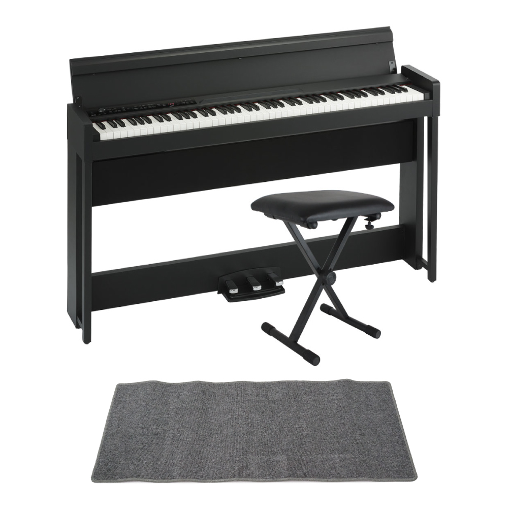 KORG C1 AIR BK 電子ピアノ Dicon Audio SB-001 キーボードベンチ ピアノマット(グレイ)付きセット