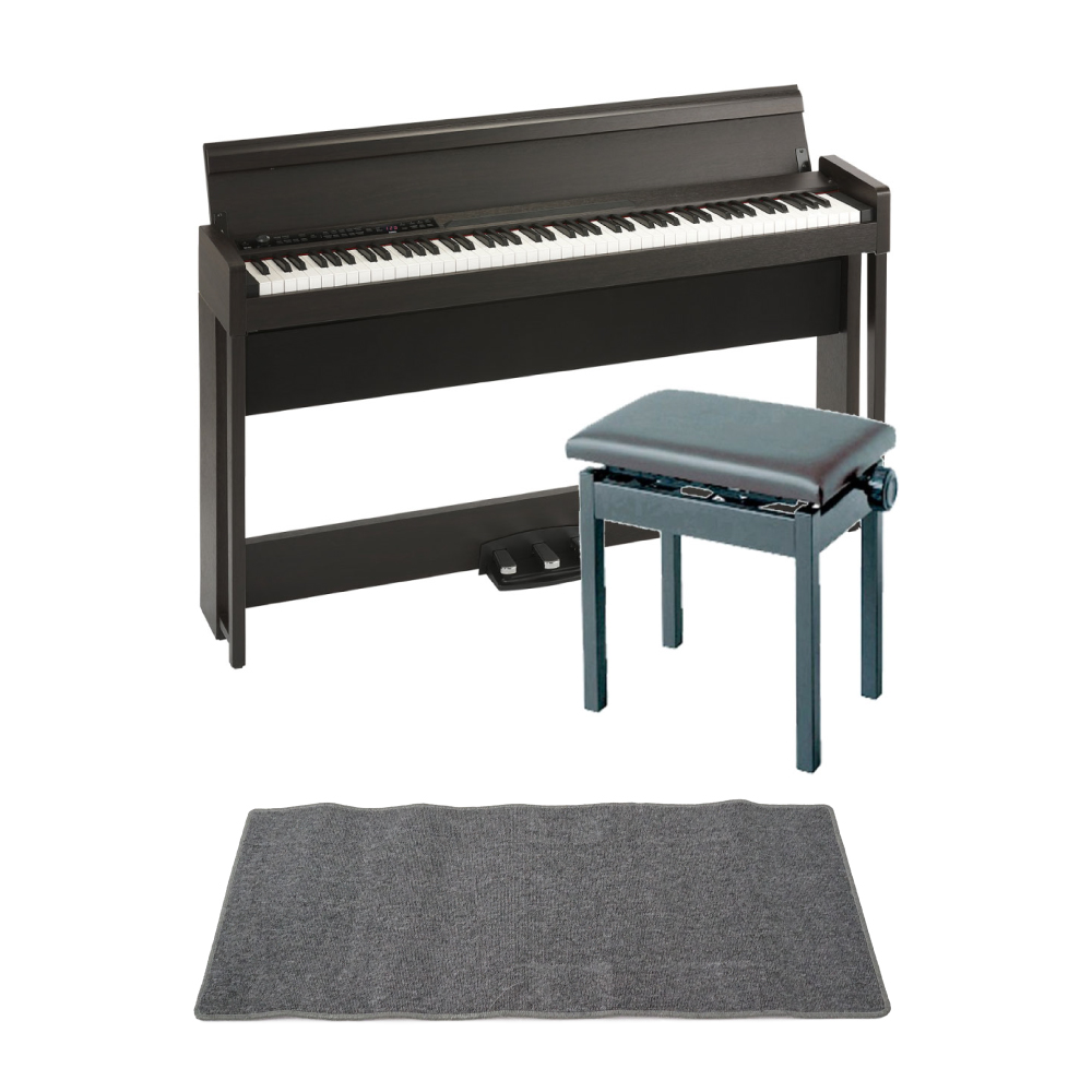 KORG C1 AIR BR 電子ピアノ KORG PC-300BK キーボードベンチ ピアノマット(グレイ)付きセット