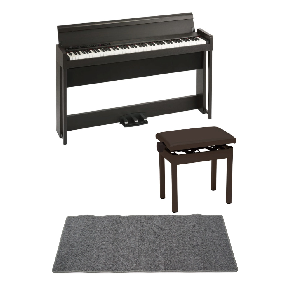 KORG C1 AIR BR 電子ピアノ KORG PC-300BR キーボードベンチ ピアノマット(グレイ)付きセット