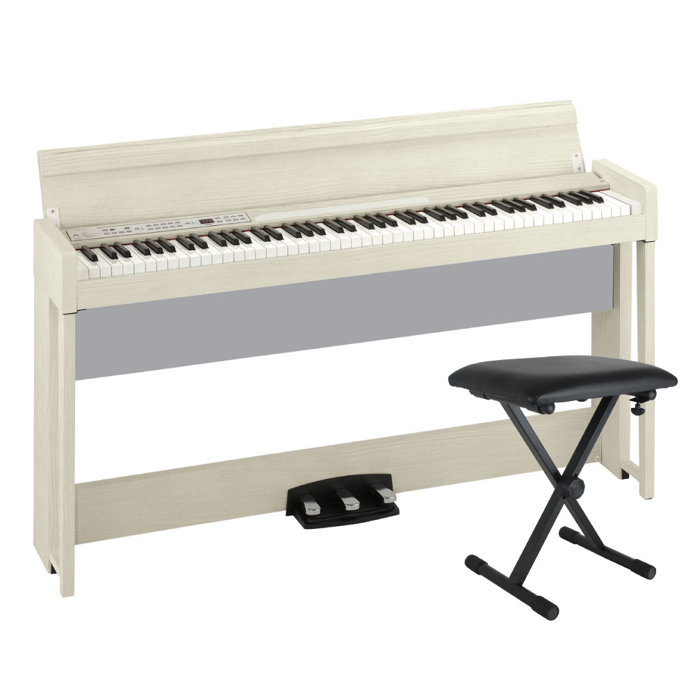 KORG C1 AIR WA 電子ピアノ Dicon Audio SB-001 キーボードベンチ ピアノマット(グレイ)付きセット(コルグ  モダンなデザインの日本製電子ピアノ X型ピアノイス付き) 全国どこでも送料無料の楽器店
