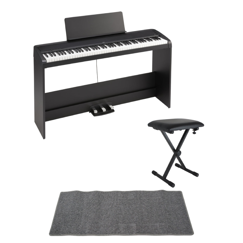 KORG B2SP BK 電子ピアノ X型イス ピアノマット(グレイ)付きセット