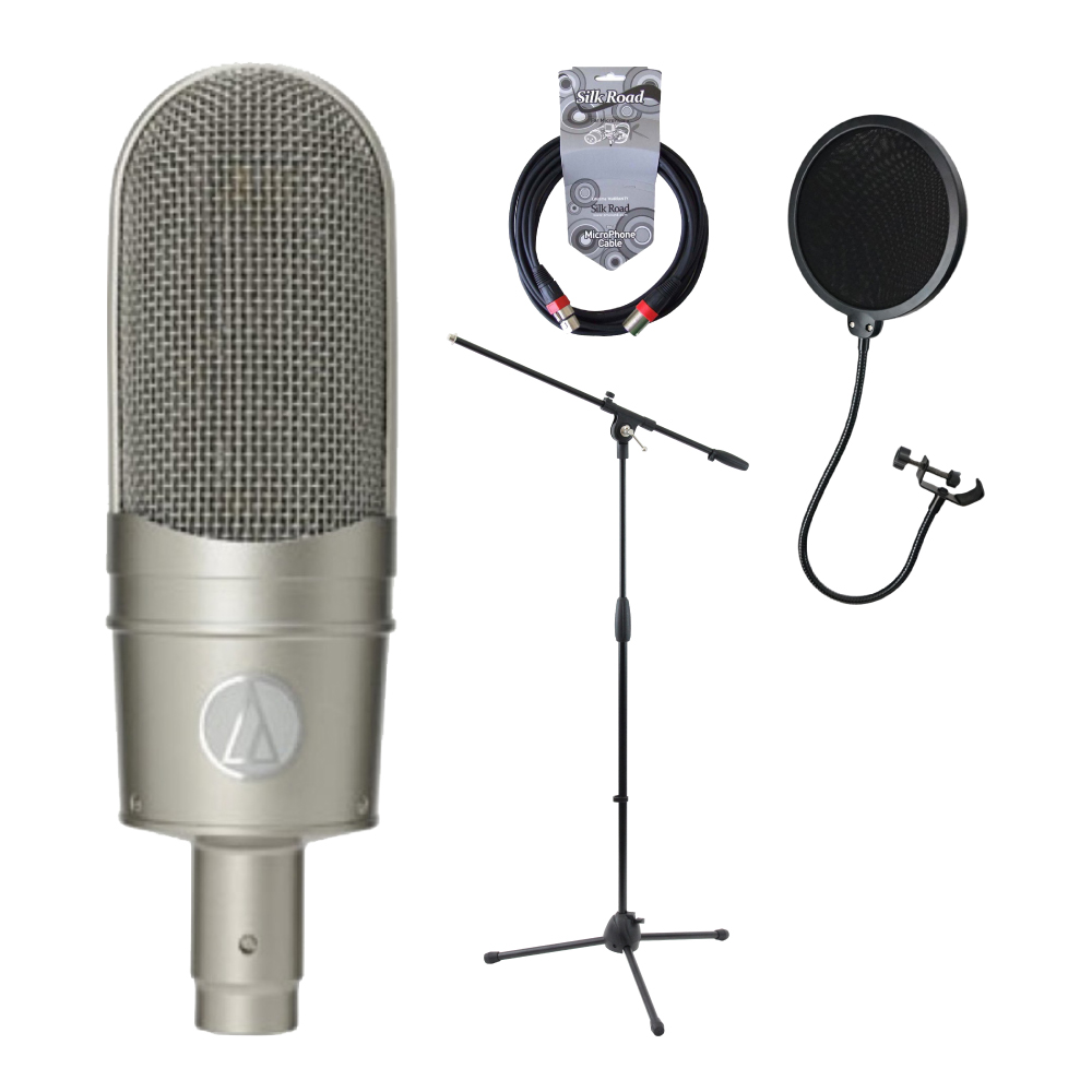 AUDIO-TECHNICA AT4080 リボンマイクロフォン ブームマイクスタンド ケーブル ポップフィルター 4点セット