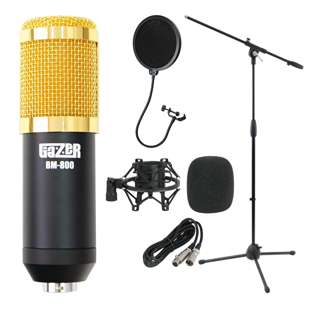 SD GAZER BM-800 Black コンデンサーマイク Dicon Audio MS-101 ブームマイクスタンド SD GAZER PF1 ポップガード 3点セット