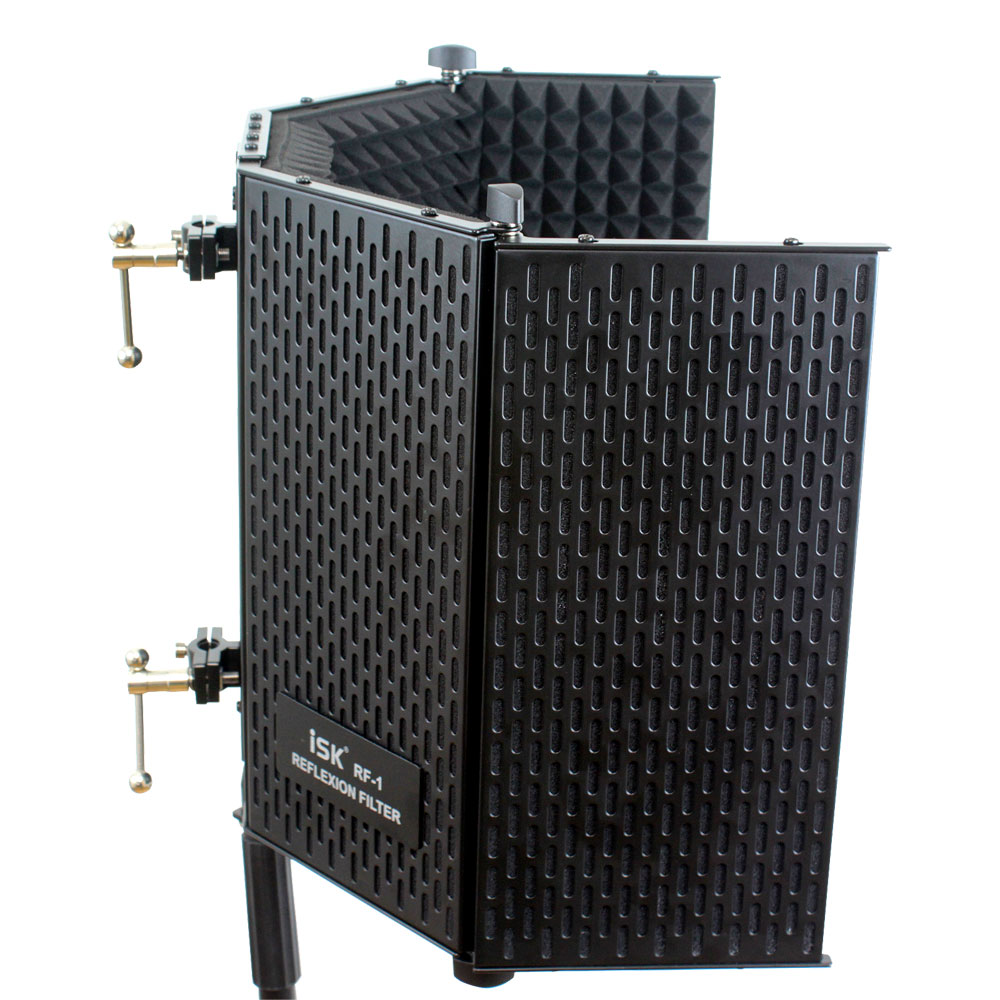 iSK RF-1 リフレクションフィルター Dicon Audio MS-101 ブームマイクスタンド 2点セット スタンド固定時側面画像