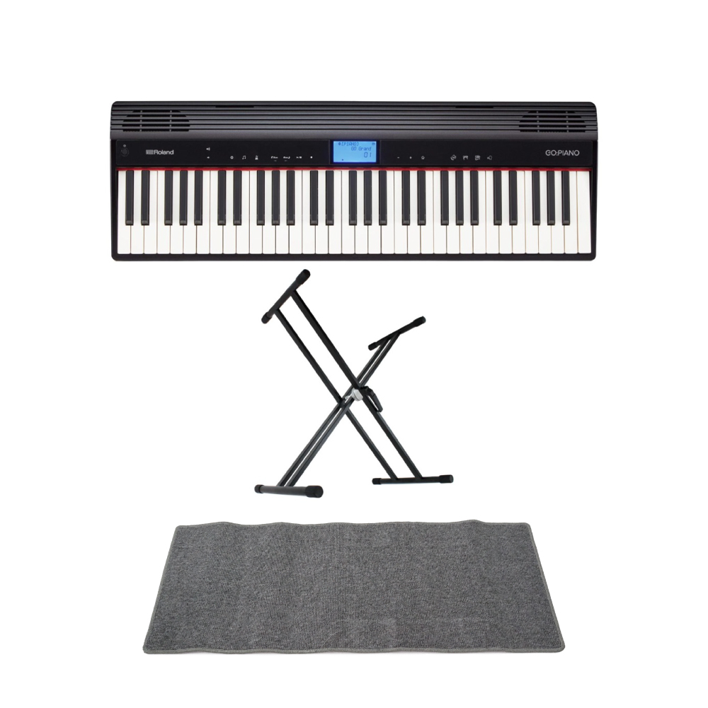 ROLAND GO-61P GO:PIANO エントリーキーボード ピアノ KS-020 X型スタンド ピアノマット(グレイ)付きセット