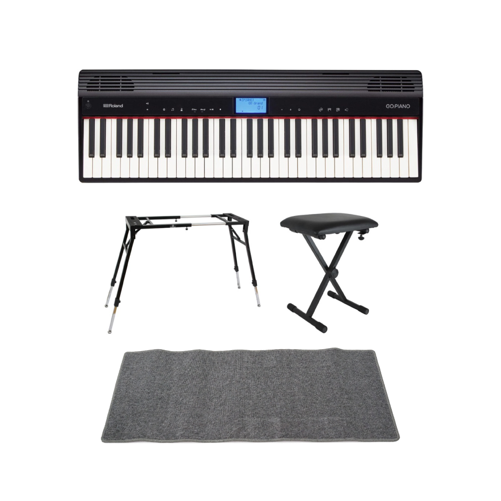 ROLAND GO-61P GO:PIANO エントリーキーボード 4本脚型スタンド キーボードベンチ ピアノマット(グレイ)付きセット