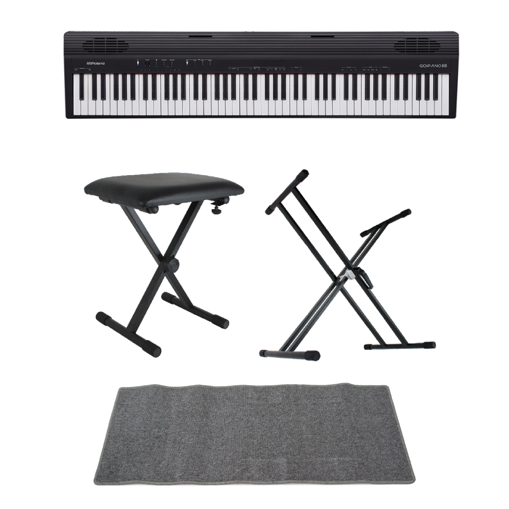 ROLAND GO-88 GO:PIANO88 Entry Keyboard Piano エントリーキーボード ピアノ 88鍵盤 X型スタンド/X型椅子/ピアノマット(グレイ)付きセット