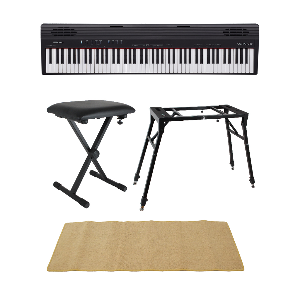 ROLAND GO-88 GO:PIANO88 Entry Keyboard Piano エントリーキーボード ピアノ 88鍵盤 4本脚スタンド/X型椅子/ピアノマット(クリーム)付きセット