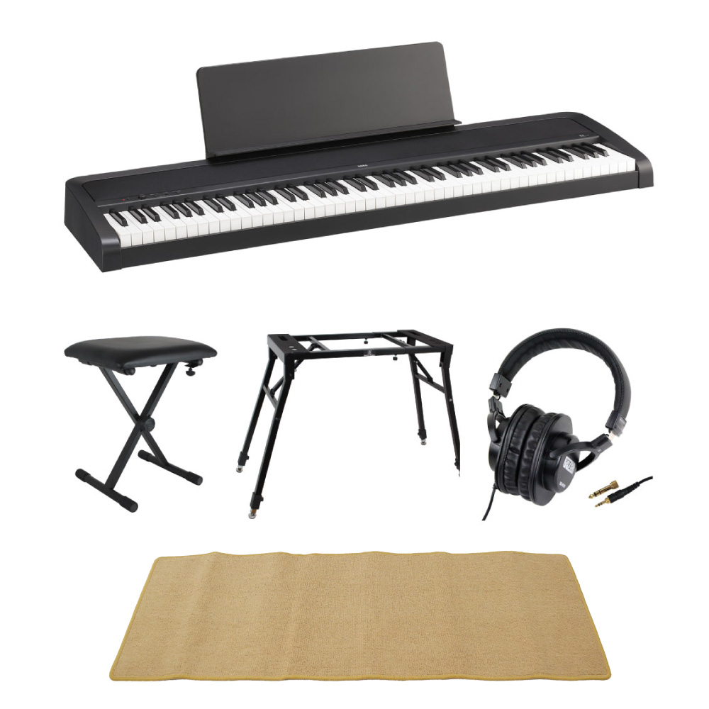 KORG B2 BK 電子ピアノ Dicon Audio 4本脚型 キーボードスタンド ベンチ SD GAZERヘッドホン ピアノマット(クリーム)付きセット