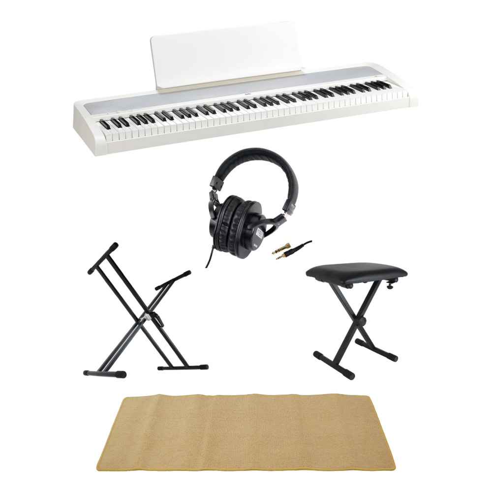 KORG B2 WH 電子ピアノ Dicon Audio X型キーボードスタンド ベンチ SD GAZERヘッドホン ピアノマット(クリーム)付きセット