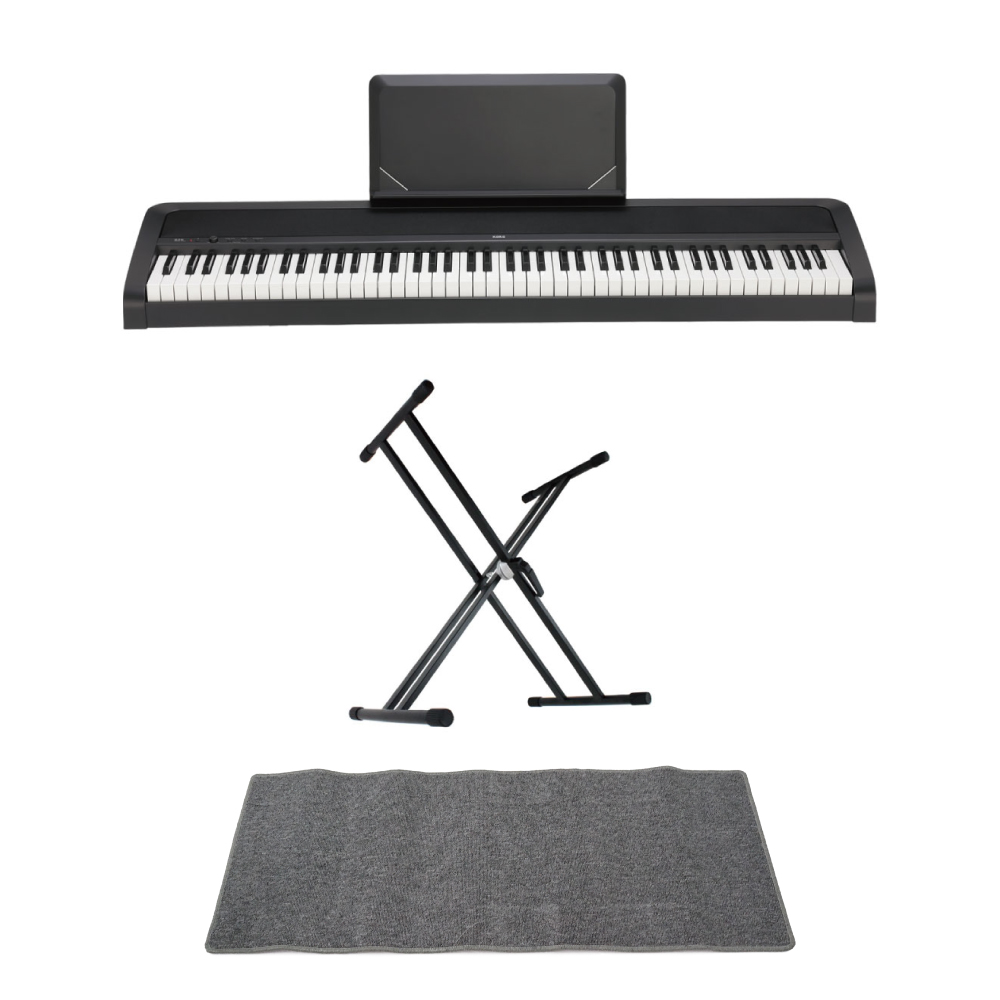 KORG B2N BK 電子ピアノ Dicon Audio KS-020 X型キーボードスタンド ベンチ ピアノマット(グレイ)付きセット