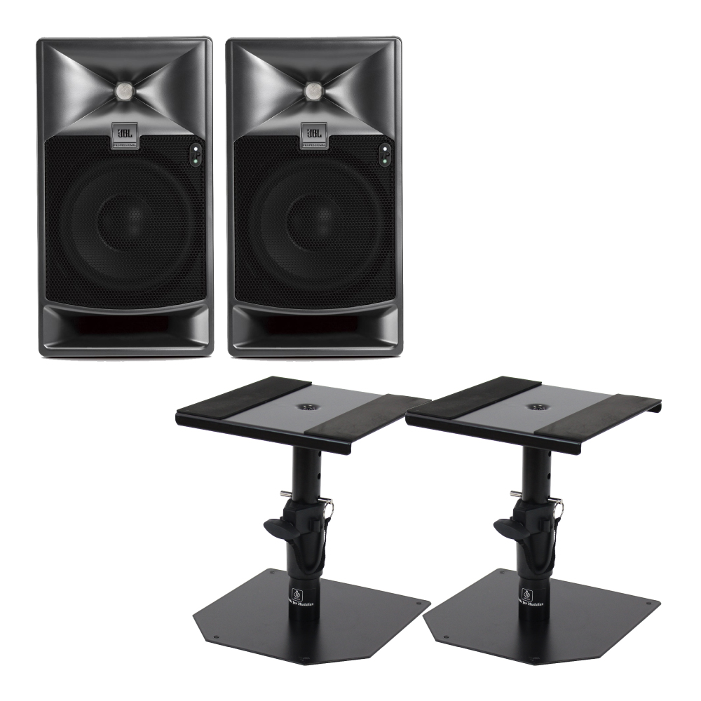 JBL PROFESSIONAL 705P パワードモニタースピーカー Dicon Audio SS-032R 卓上スタンド ペア セット