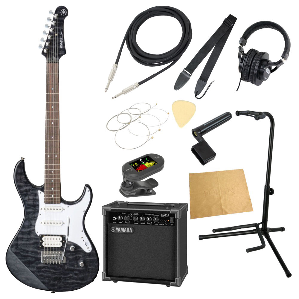 YAMAHA PACIFICA212VQM TBL エレキギター YAMAHA GA15II アンプ付き 入門11点セット