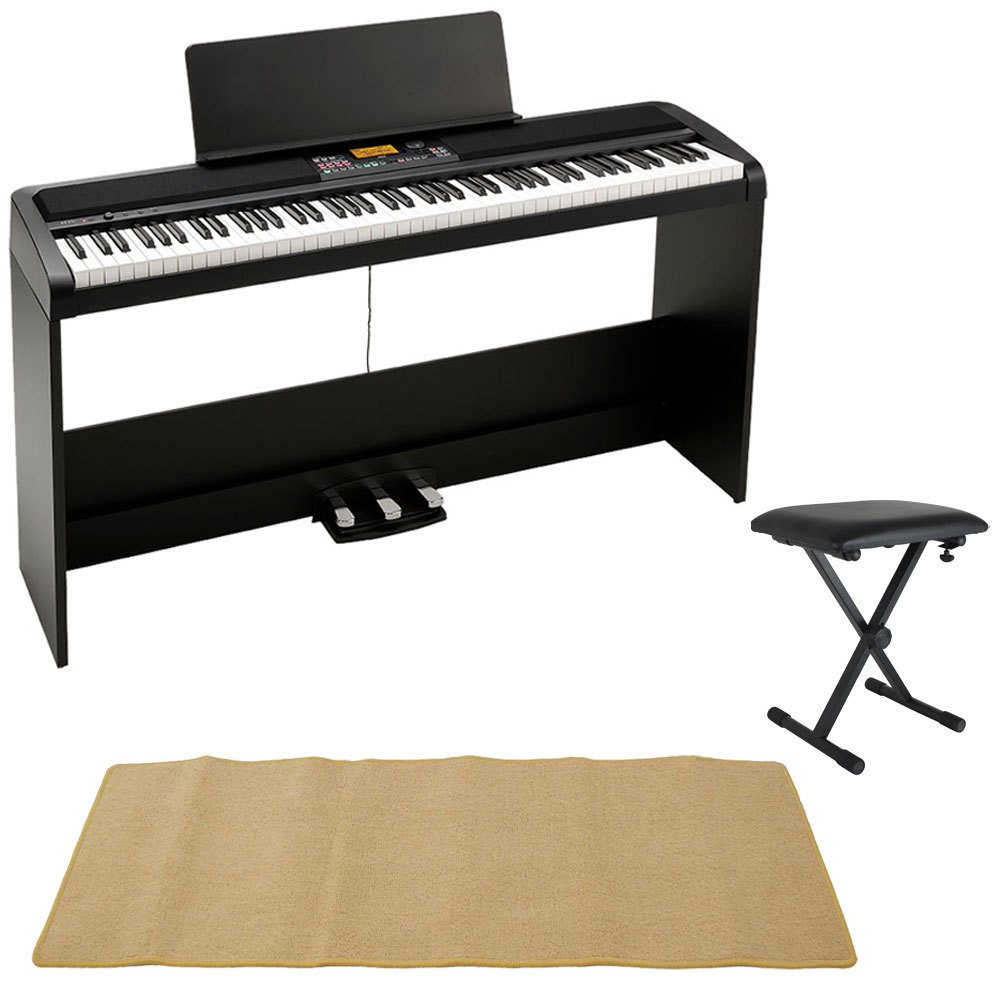KORG XE20SP DIGITAL ENSEMBLE PIANO 88鍵盤 自動伴奏機能付き 電子ピアノ スタンド 3本足ペダルユニット付き X型イス ピアノマット(クリーム)付きセット