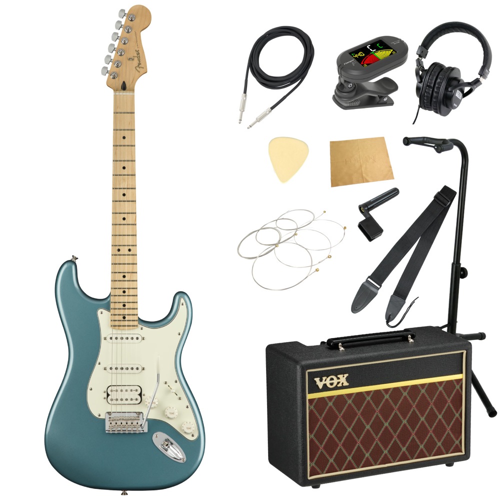 VOXアンプ付き　Stratocaster　全国どこでも送料無料の楽器店　初心者セット(フェンダー　エレキギター　ストラト　初心者入門セット)　Tidepool　HSS　MN　エレキギター　Fender　入門11点　Player　フェンダー