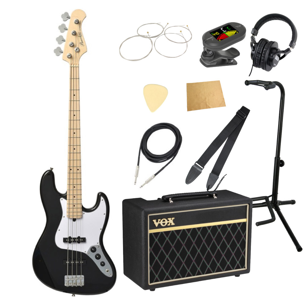 BACCHUS BJB-1M BLK VOXアンプ付き エレキベース入門10点 初心者セット 