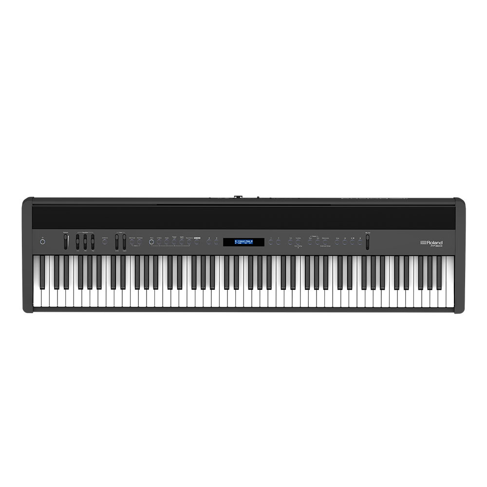 ROLAND FP-60X-BK Digital Piano ブラック デジタルピアノ キーボードスタンド 2点セット [鍵盤 Dset] ローランド 正面画像
