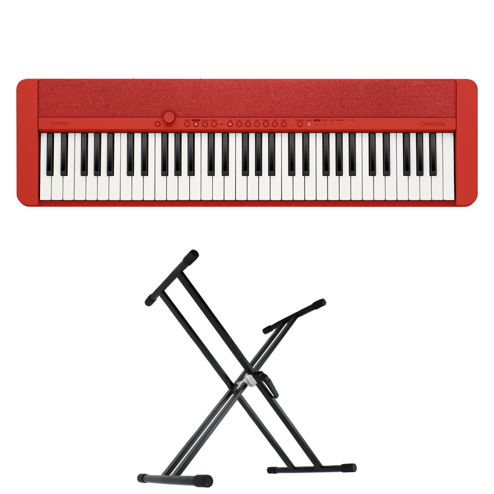 カシオ CASIO CT-S1 RD Casiotone 61鍵盤 電子キーボード キーボードスタンド 2点セット [鍵盤 Aset](カシオ カシオトーン  キーボードスタンド付き) | chuya-online.com 全国どこでも送料無料の楽器店