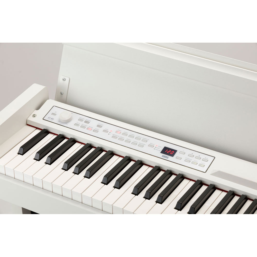 KORG C1 AIR WH 電子ピアノ KORG PC-110-WH X型キーボードベンチ ピアノマット（グレイ）付きセット ディスプレイ画像