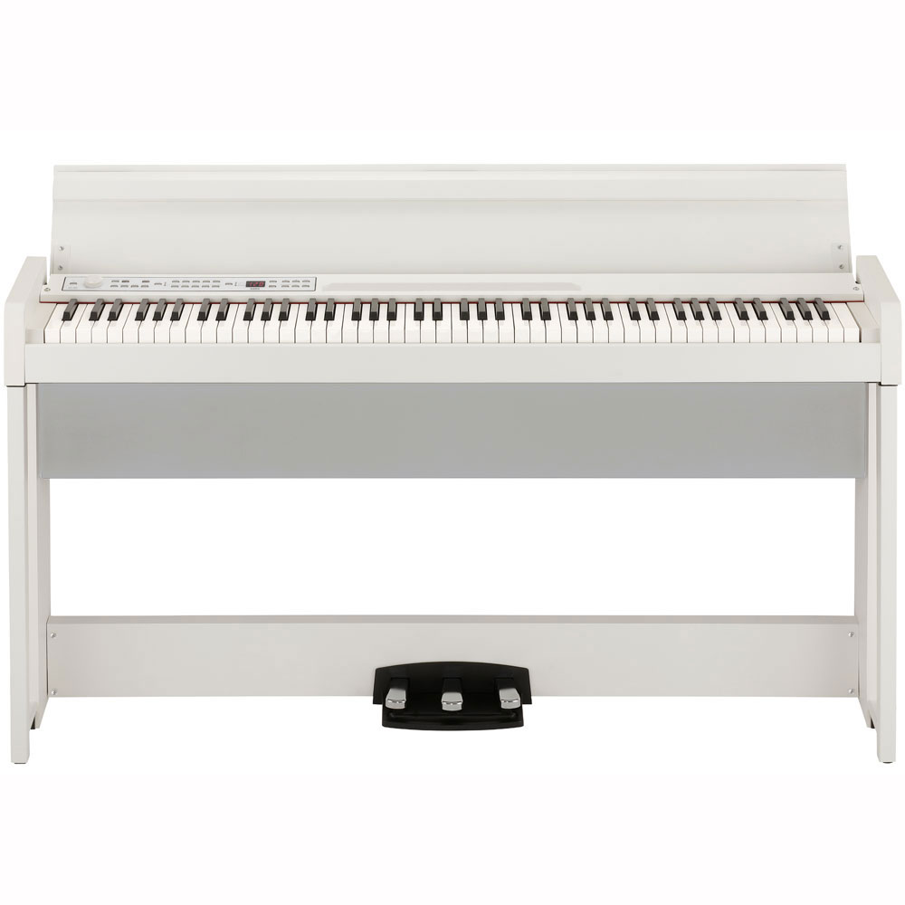 KORG C1 AIR WH 電子ピアノ KORG PC-110-WH X型キーボードベンチ ピアノマット（グレイ）付きセット 正面画像