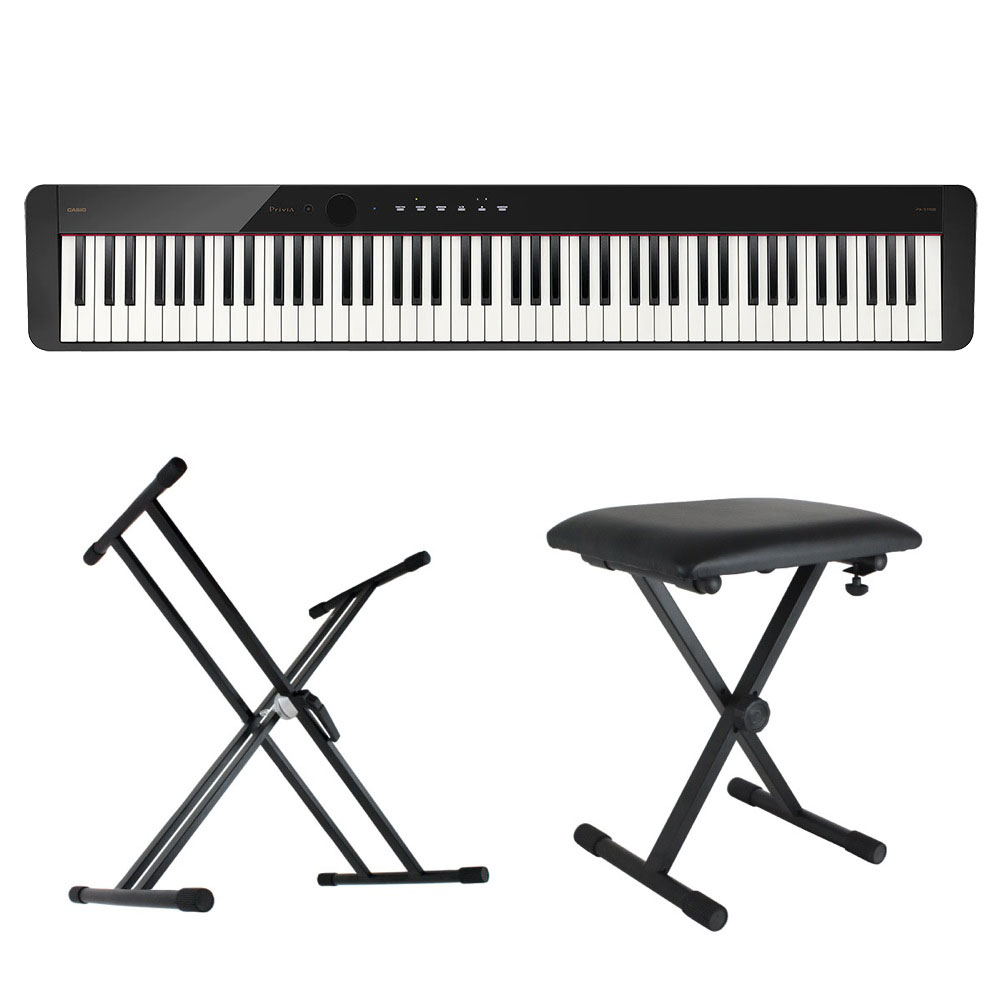 カシオ CASIO Privia PX-S1100 BK 電子ピアノ キーボードスタンド キーボードベンチ 3点セット(入門用にもお勧め 電子ピアノ  スタンド イス付きセット) 全国どこでも送料無料の楽器店