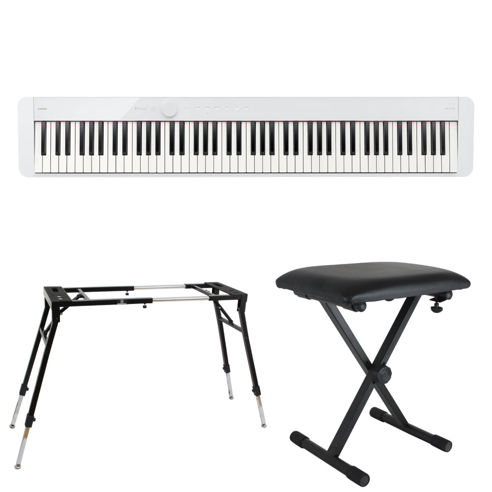 CASIO Privia PX-S1100 WE 電子ピアノ キーボードスタンド キーボードベンチ 3点セット [鍵盤 Eset]