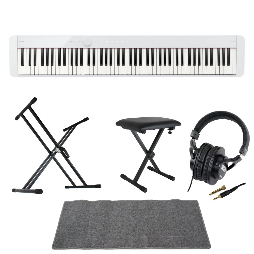 CASIO Privia PX-S1100 WE 電子ピアノ スタンド ベンチ ヘッドホン マット 5点セット [鍵盤 FMset]
