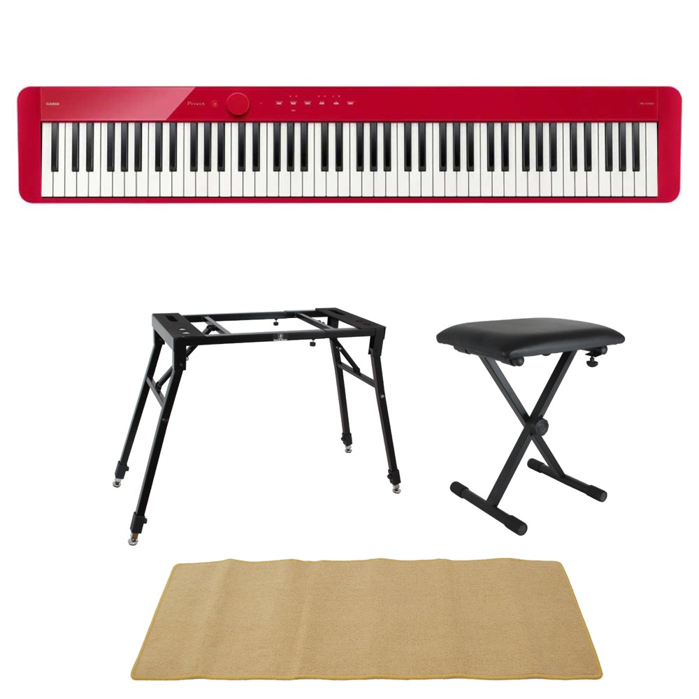 CASIO Privia PX-S1100 RD 電子ピアノ スタンド ベンチ マット 4点セット [鍵盤 HMset]