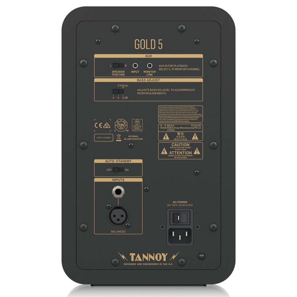 TANNOY GOLD 5 モニタースピーカー ×2本 スタンド付きセット 背面パネルの画像
