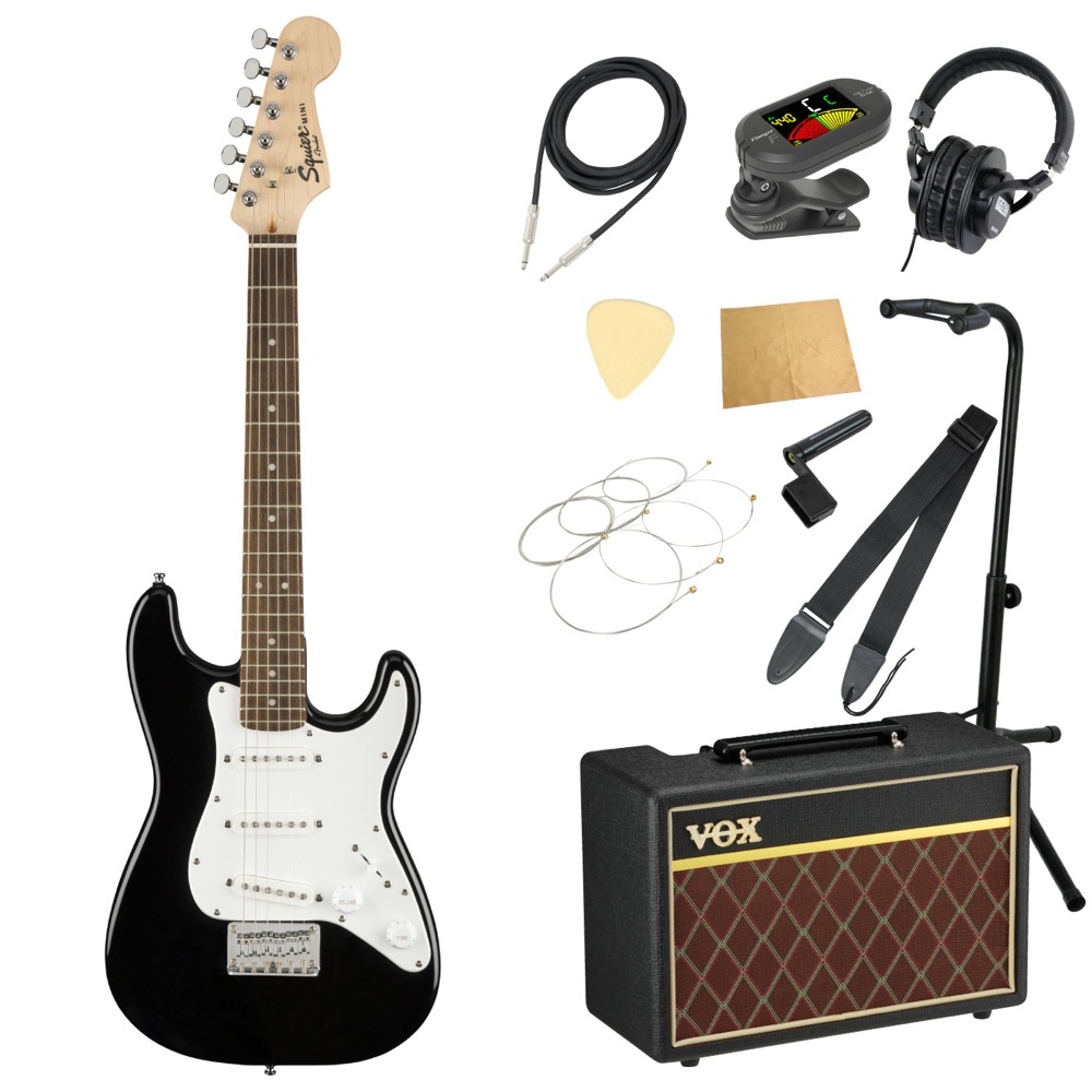 Squier Mini Strat V2 Black エレキギター VOXアンプ付き 入門11点セット
