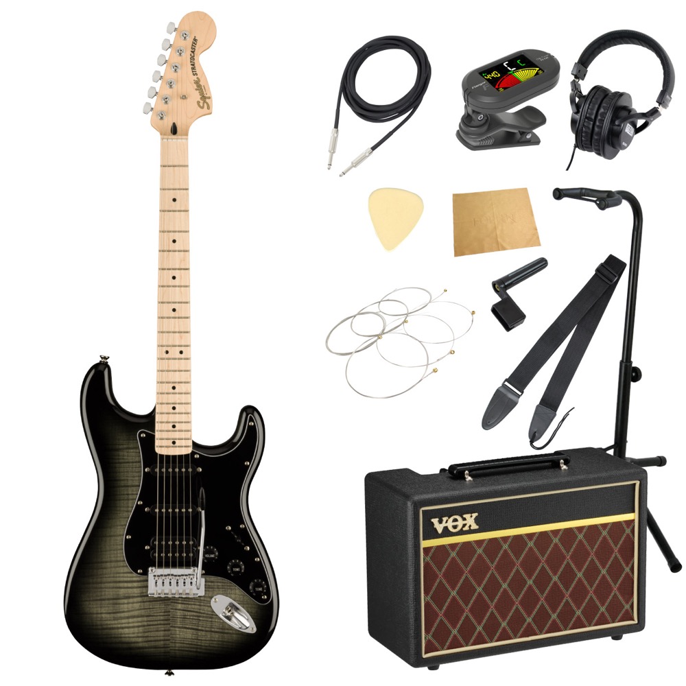 Squier Affinity Series Stratocaster FMT HSS BBST エレキギター VOXアンプ付き 入門11点セット
