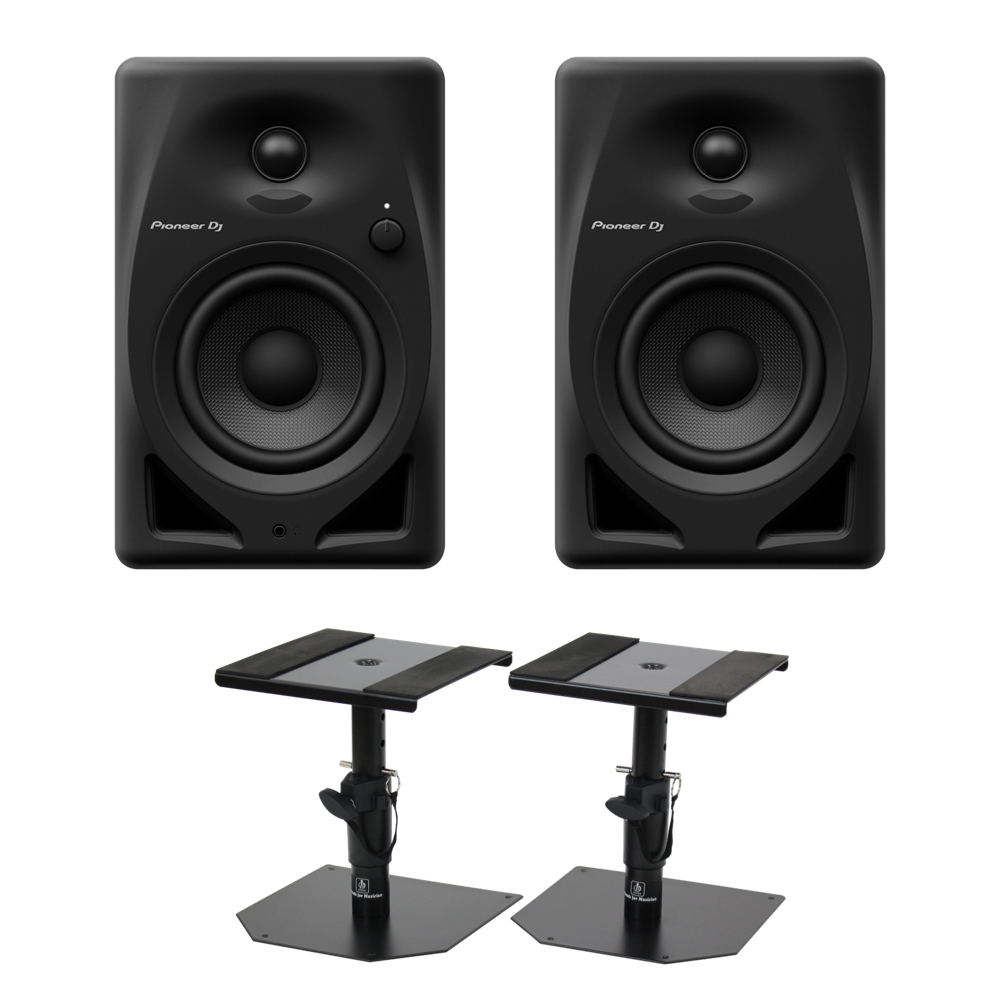 Pioneer DJ DM-40D Black パワードモニタースピーカー 1ペア(2台) Dicon Audio SS-032R 卓上スタンド ペア セット