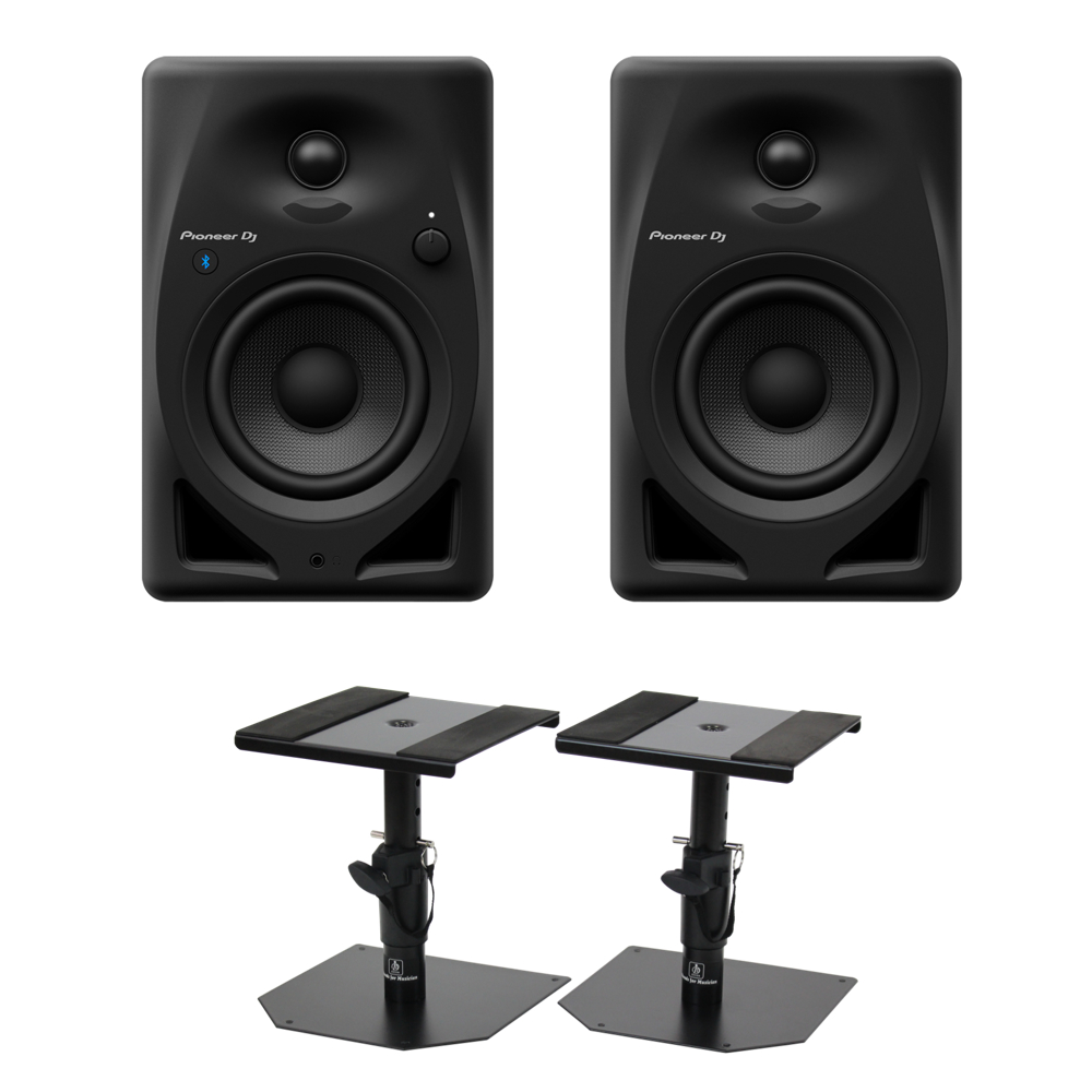 Pioneer DJ DM-40D-BT Black Bluetooth搭載 パワードモニタースピーカー 1ペア(2台) Dicon Audio SS-032R 卓上スタンド ペア セット